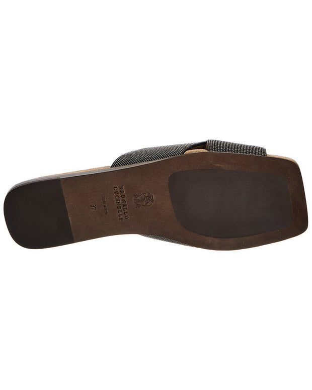 Brunello Cucinelli Crossover Strap Leather Sandal