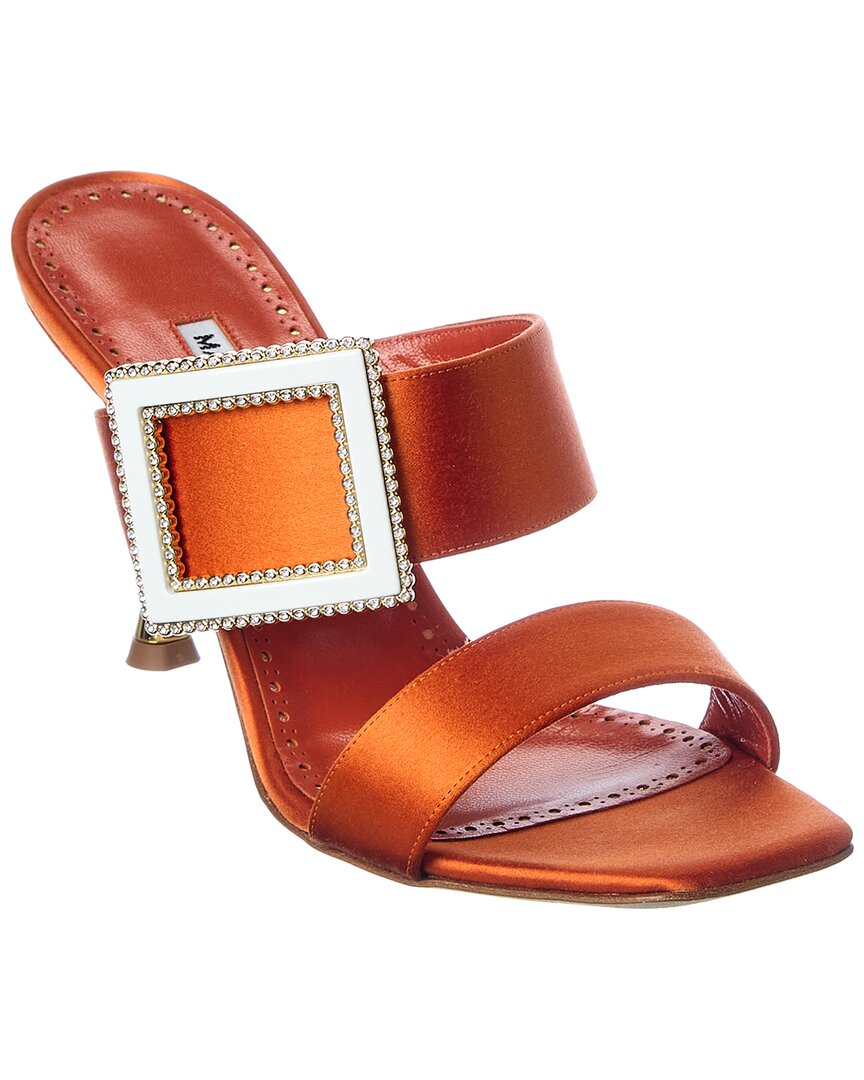 Manolo Blahnik Tuliaba 90 Satin Sandal Orange