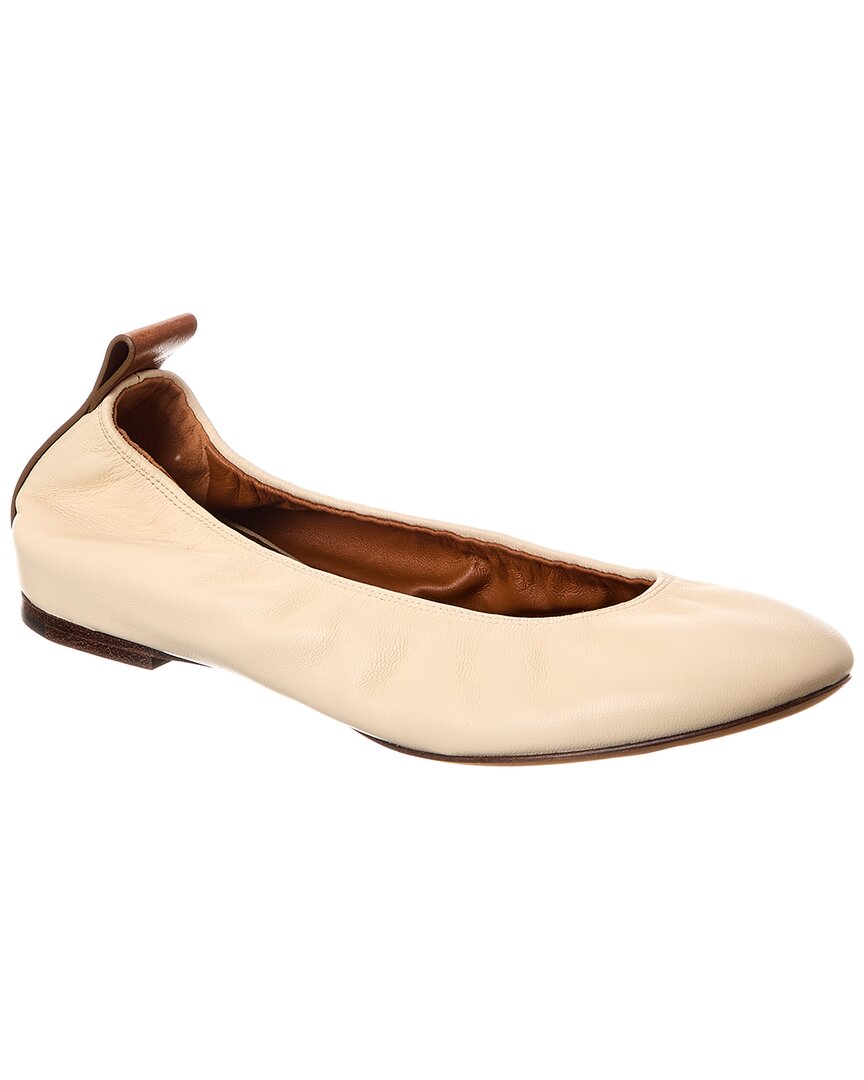 Lanvin Leather Ballerina Flat White