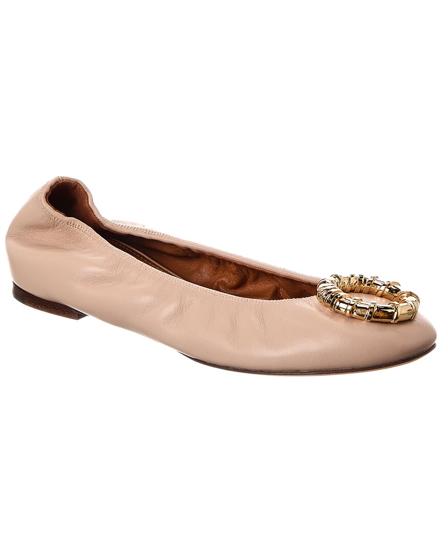 Lanvin Avec Melodie Leather Ballerina Flat Brown Multi