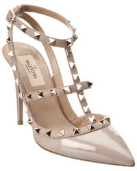Valentino Rockstud Caged 100 Patent Pump 40 Beige