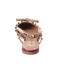 Valentino Rockstud Bow Patent Slingback Ballerina Flat