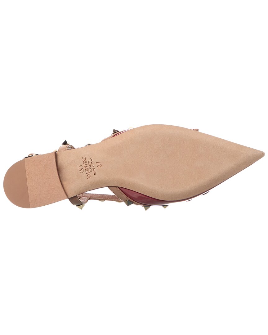 Valentino Rockstud Bow Patent Slingback Ballerina Flat