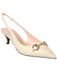 Gucci Horsebit Leather Slingback Pump White