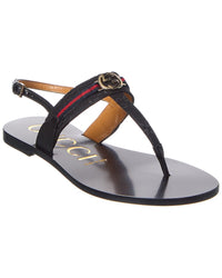 Gucci Gucci Web Interlocking G Gg Canvas & Leather Sandal