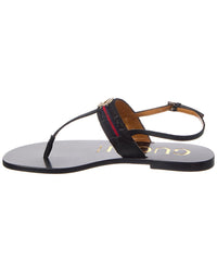 Gucci Gucci Web Interlocking G Gg Canvas & Leather Sandal