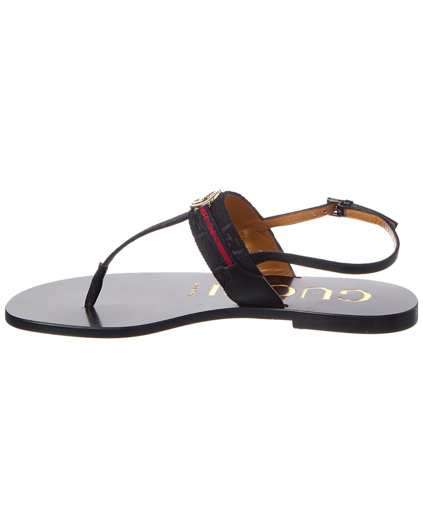 Gucci Gucci Web Interlocking G Gg Canvas & Leather Sandal