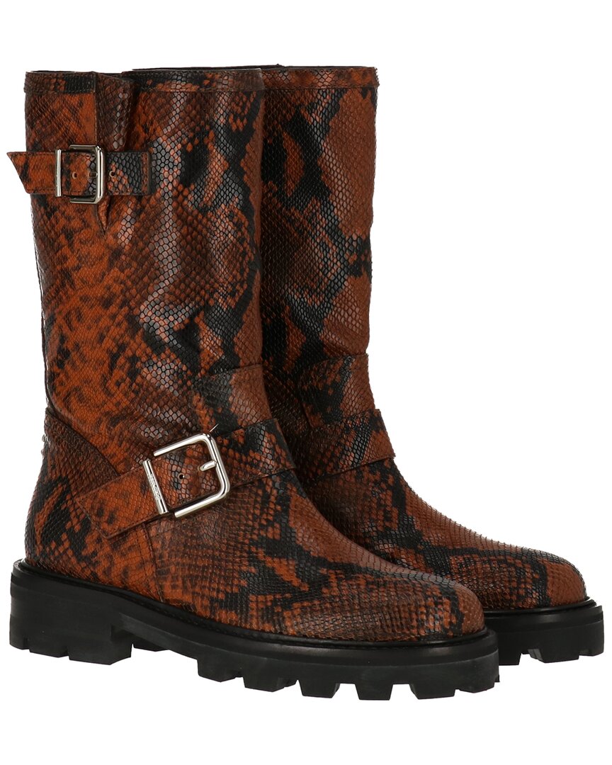 Jimmy Choo Biker Ii Leather Boot Brown Multi