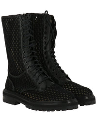 Jimmy Choo Cora Tall Woven Rope Boot Black