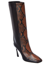 Jimmy Choo Mabyn 85 Snake-Embossed Leather Boot 36.5 Multi