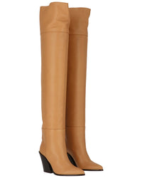 Jimmy Choo Maceo 85 Leather Over-The-Knee Boot 36 Brown Multi