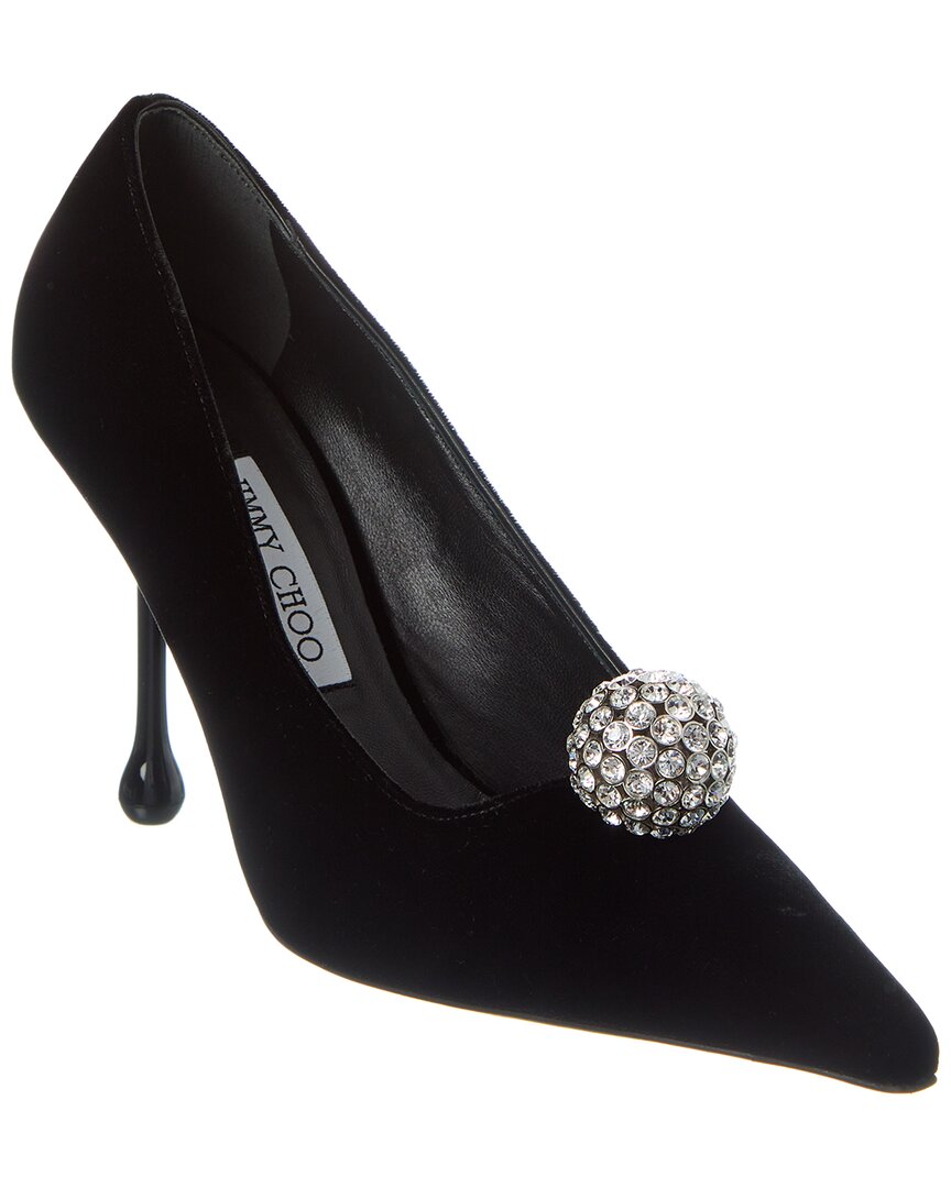 Jimmy Choo Orb 95 Velvet Pump Black
