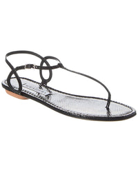 Aquazzura Almost Bare Snake-Embossed Leather Sandal Black 35