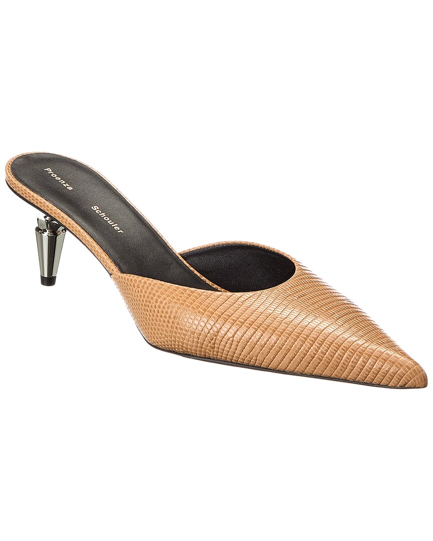 Proenza Schouler Lizard-Embossed Leather Pump 36 Brown Multi