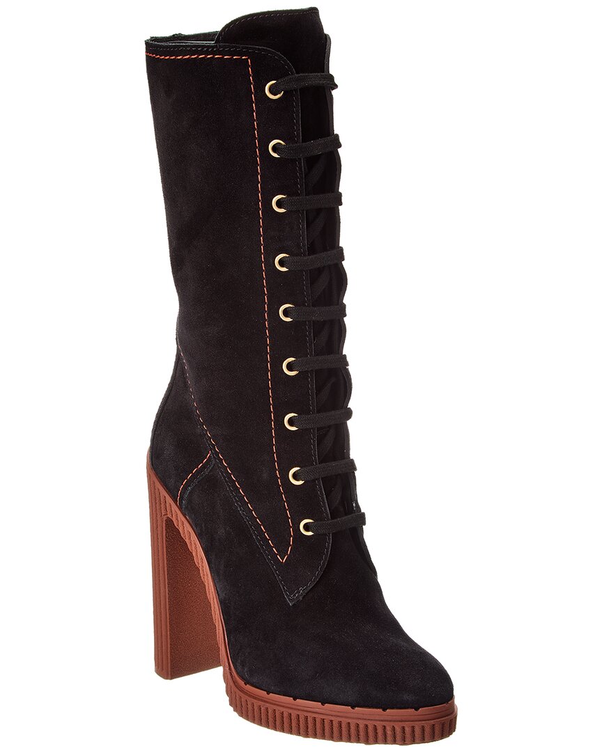 Tods Shearling & Leather Platform Boot