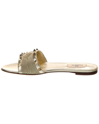Valentino Rockstud Woven & Leather Sandal