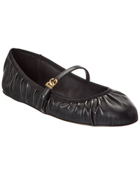Dolce & Gabbana Dg Logo Leather Flat Black