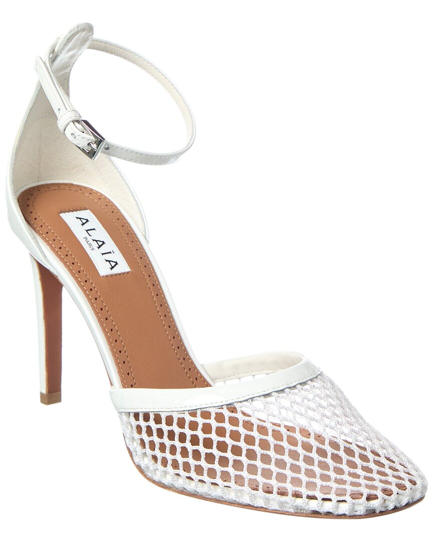 Alaia High Fishnet Mesh & Leather Pump