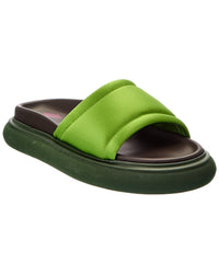 The Attico Padded Satin Platform Sandal Green