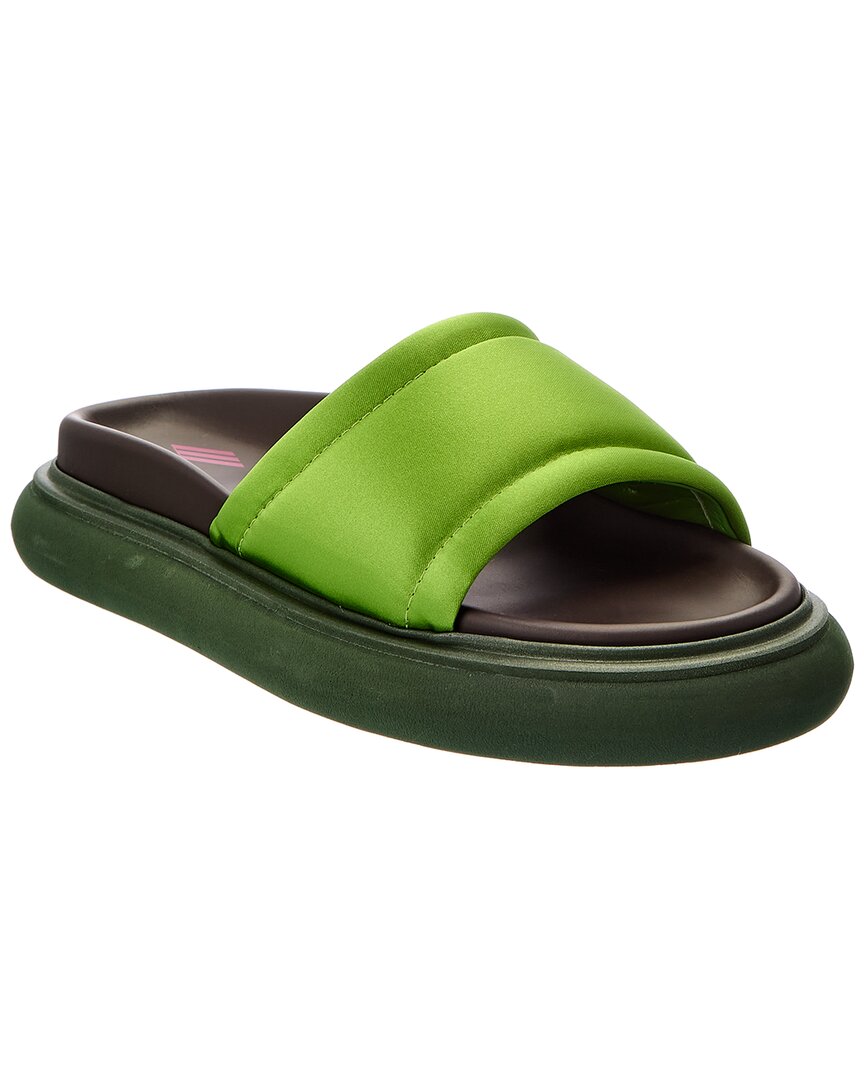 The Attico Padded Satin Platform Sandal Green