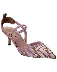 Fendi Colibri Lite Ff Jacquard Velvet Slingback Pump