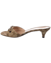 Gucci Gucci Horsebit Canvas & Leather Sandal