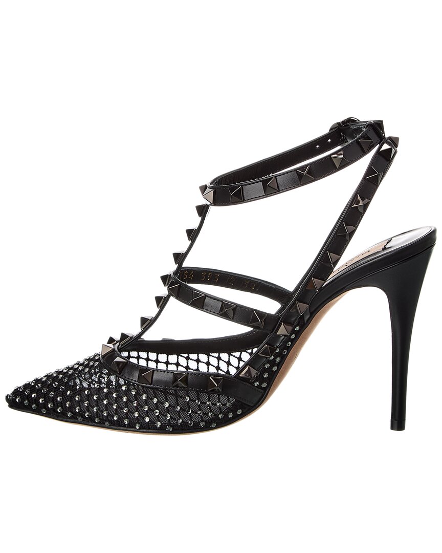 Valentino Valentino Rockstud Caged 100 Mesh & Leather Pump