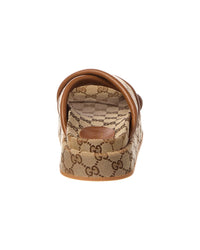 Gucci Gucci Gg Canvas & Leather Platform Sandal