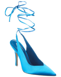 The Attico Venus Satin Slingback Pump 36 Blue