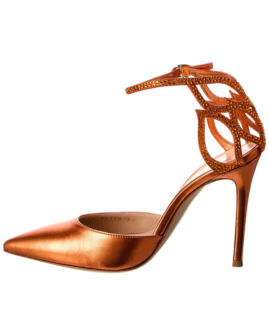 Gianvito Rossi Crystal Fleur 105 Leather Pump