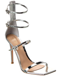 Gianvito Rossi Ribbon Uptown 105 Leather Sandal 41 Silver