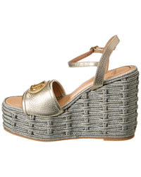 Valentino Vlogo Signature Leather Wedge Sandal