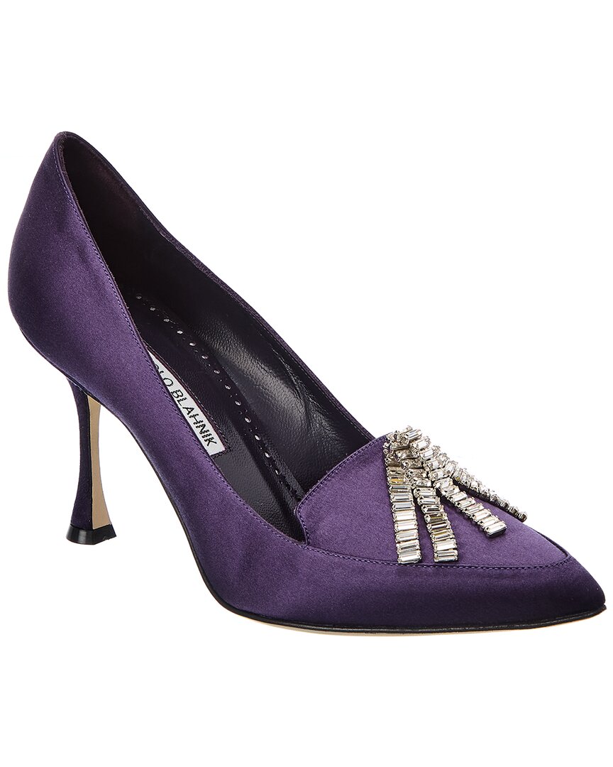 Manolo Blahnik Bambina 90 Satin Pump Purple