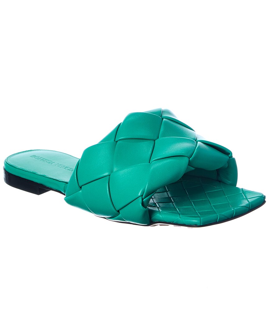 Bottega Veneta The Lido Intrecciato Leather Sandal Green