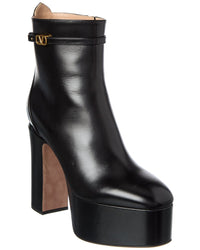 Valentino Tan-Go 155 Leather Platform Bootie Black
