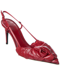 Valentino Atelier 03 Rose Edition 80 Leather Slingback Pump Red