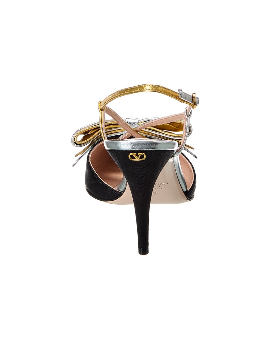 Valentino Bowow 85 Grosgrain & Leather Slingback Pump