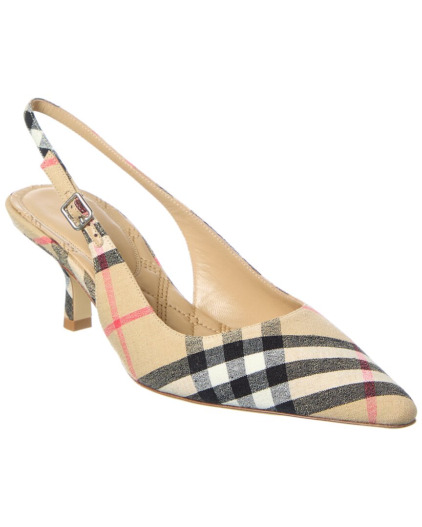 Burberry Burberry Dame Check Linen Slingback Pump