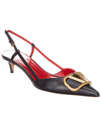 Valentino Vlogo 40 Leather Slingback Pump Black