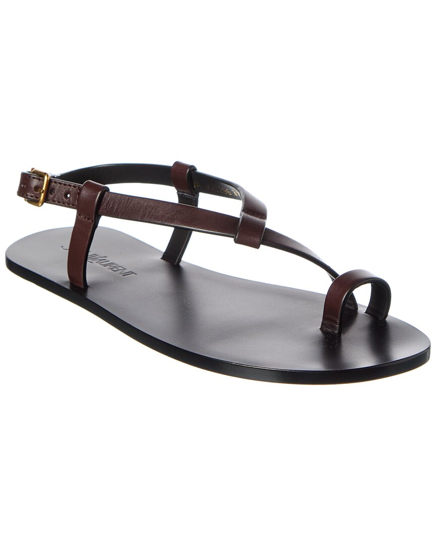 Saint Laurent Culver Leather Sandal Brown Multi