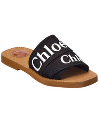 Chloé Woody Logo Linen Slides