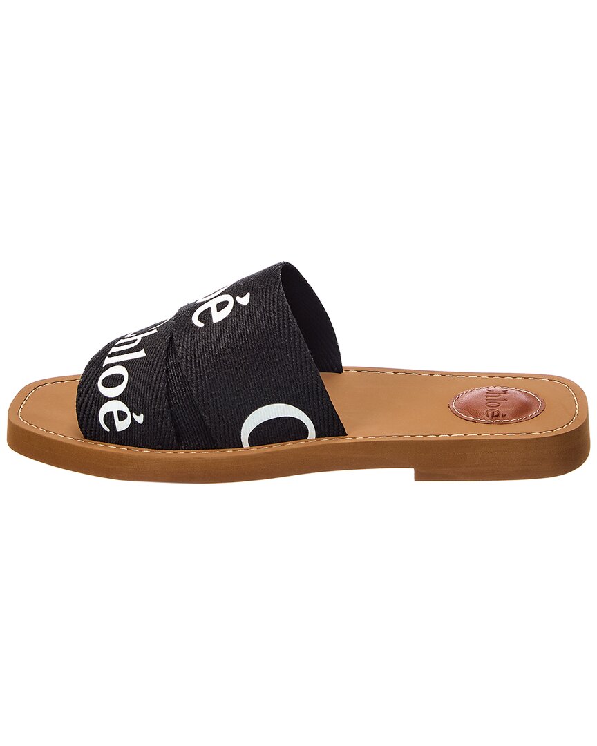 Chloé Woody Logo Linen Slides