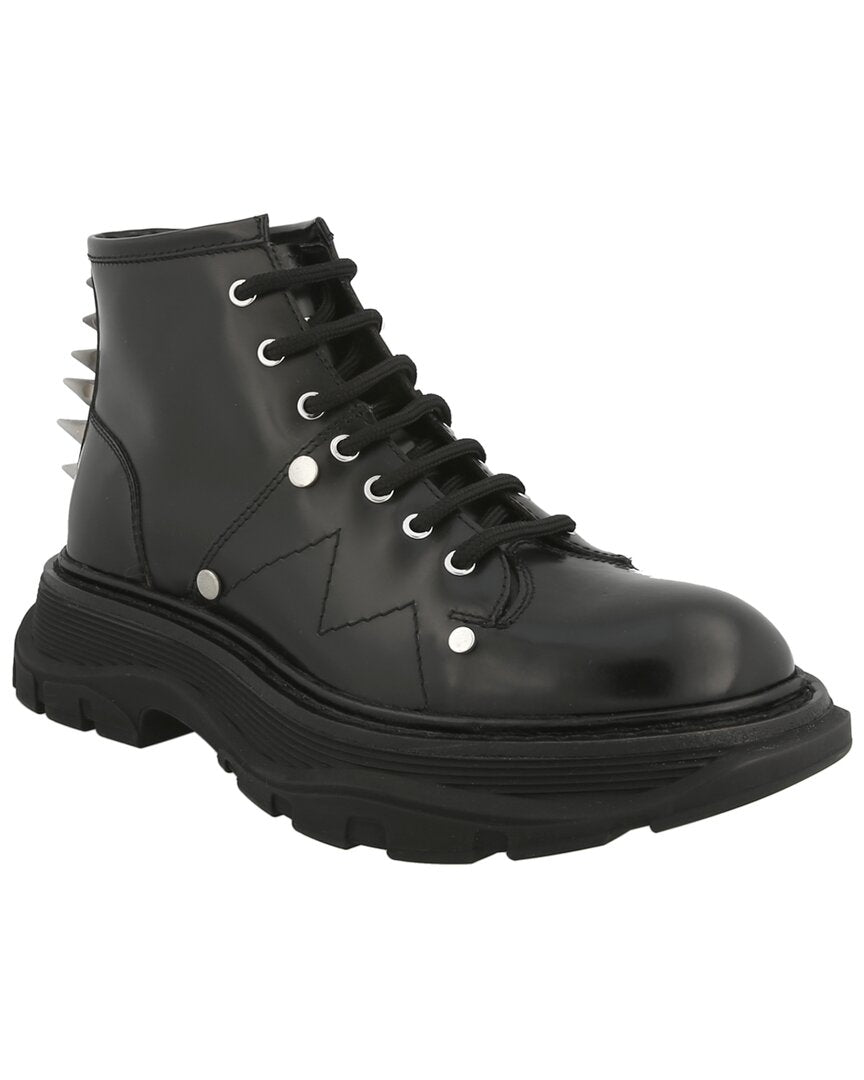Alexander Mcqueen Tread Slick Leather Boot 36.5 Black