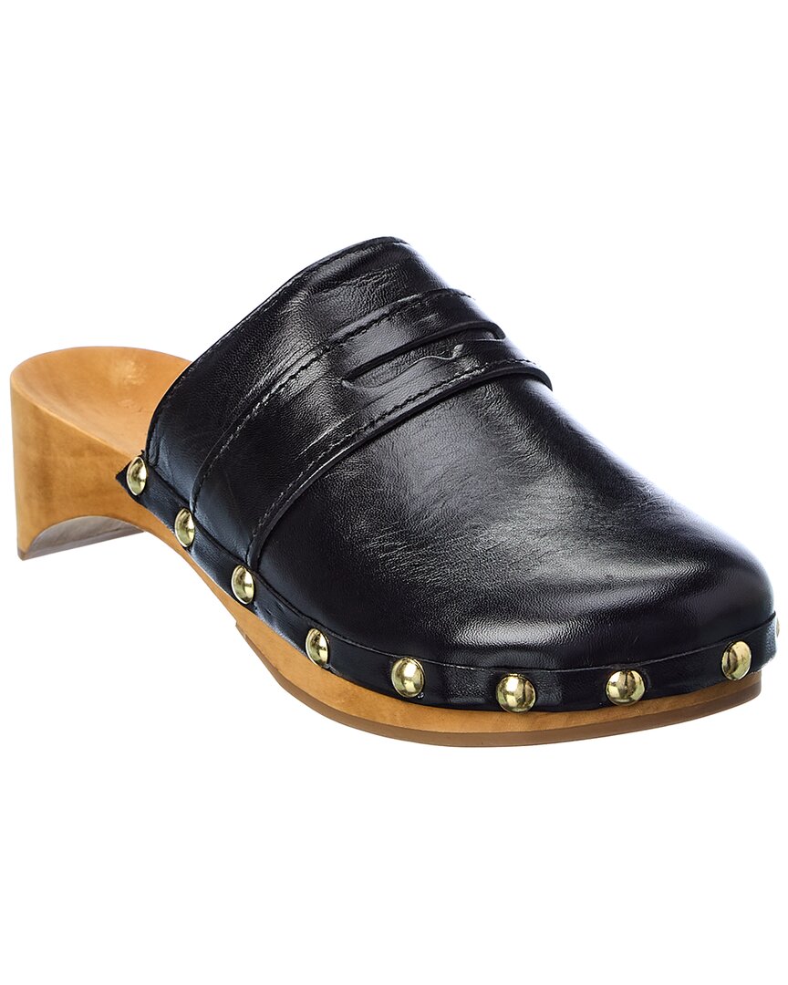 By Far Hans Leather Clog Black