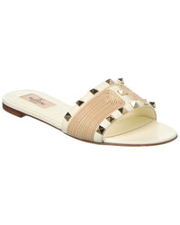 Valentino Rockstud Leather-Trim Sandal