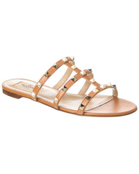 Valentino Rockstud Caged Leather Sandal Brown Multi