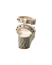 Valentino Rockstud 45 Rope & Leather Wedge Sandal
