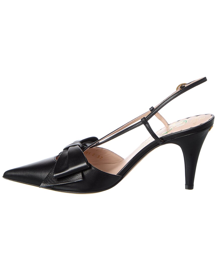 Valentino Bowow 85 Leather Slingback Pump