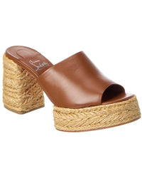 Christian Louboutin Calakala 85 Leather Mule Brown Multi