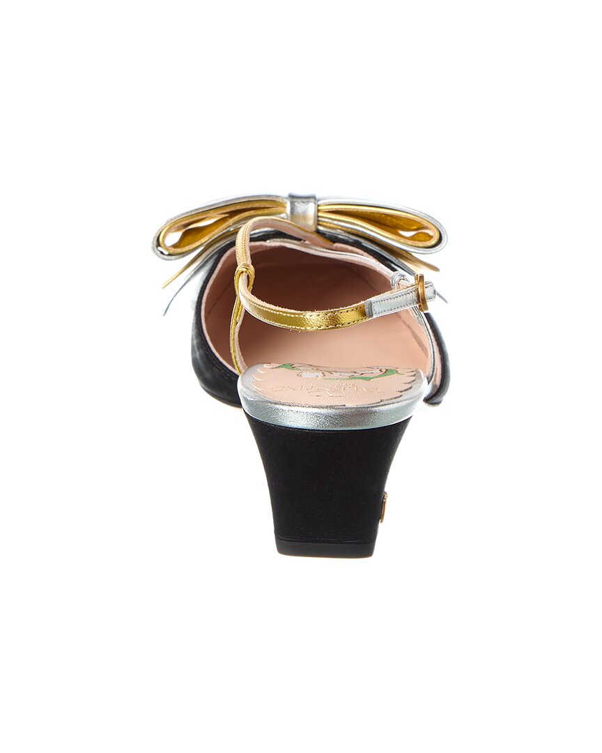 Valentino Bowow 45 Grosgrain & Leather Slingback Pump